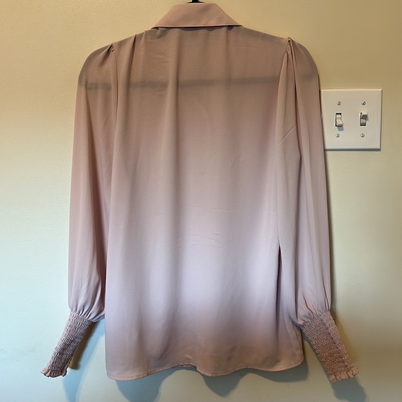 EUC Express Smocked Cuff Shirt Sheer Button Down - Picture 7 of 8